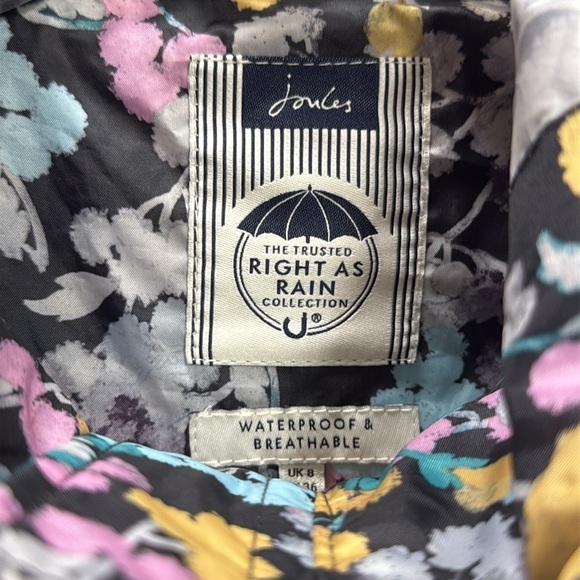 Joules Golightly Grey Ditsy Raincoat SZ 4 Travel packable floral spring EUC - Picture 2 of 7